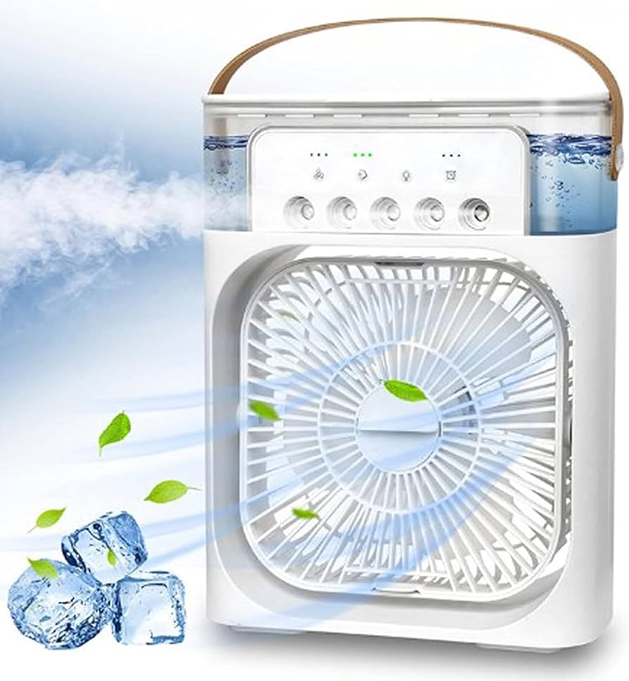 VENTILADOR CLIMATIZADOR CON PULVERIZADOR PORTÁTIL