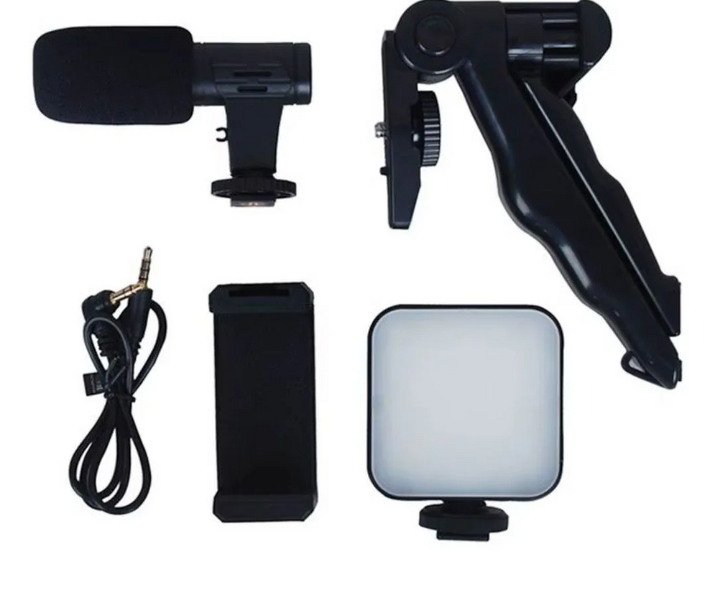 SET GRABACION MOVIL 3 EN 1 (TRIPODE + MICRO + LUZ)